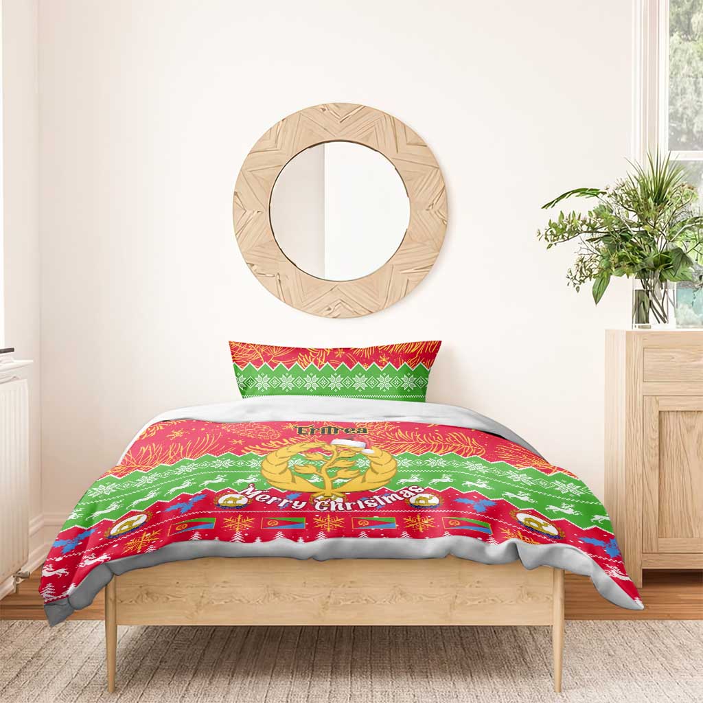 Personalised Eritrea Christmas Bedding Set Eritrean Olive Santa Claus Merry Xmas LT14