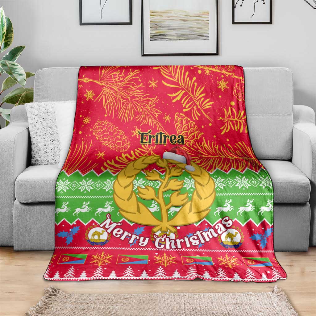 Personalised Eritrea Christmas Blanket Eritrean Olive Santa Claus Merry Xmas LT14