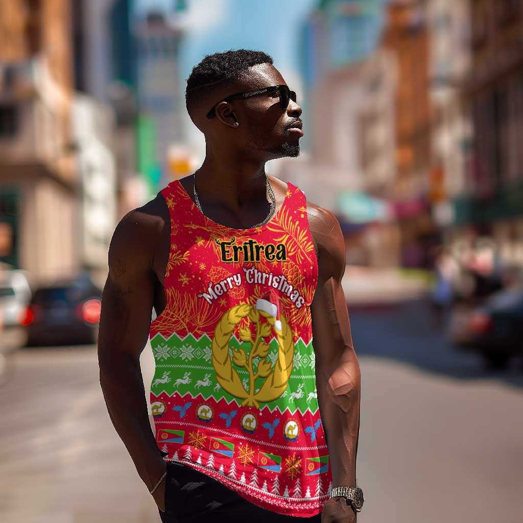 Personalised Eritrea Christmas Men Tank Top Eritrean Olive Santa Claus Merry Xmas LT14