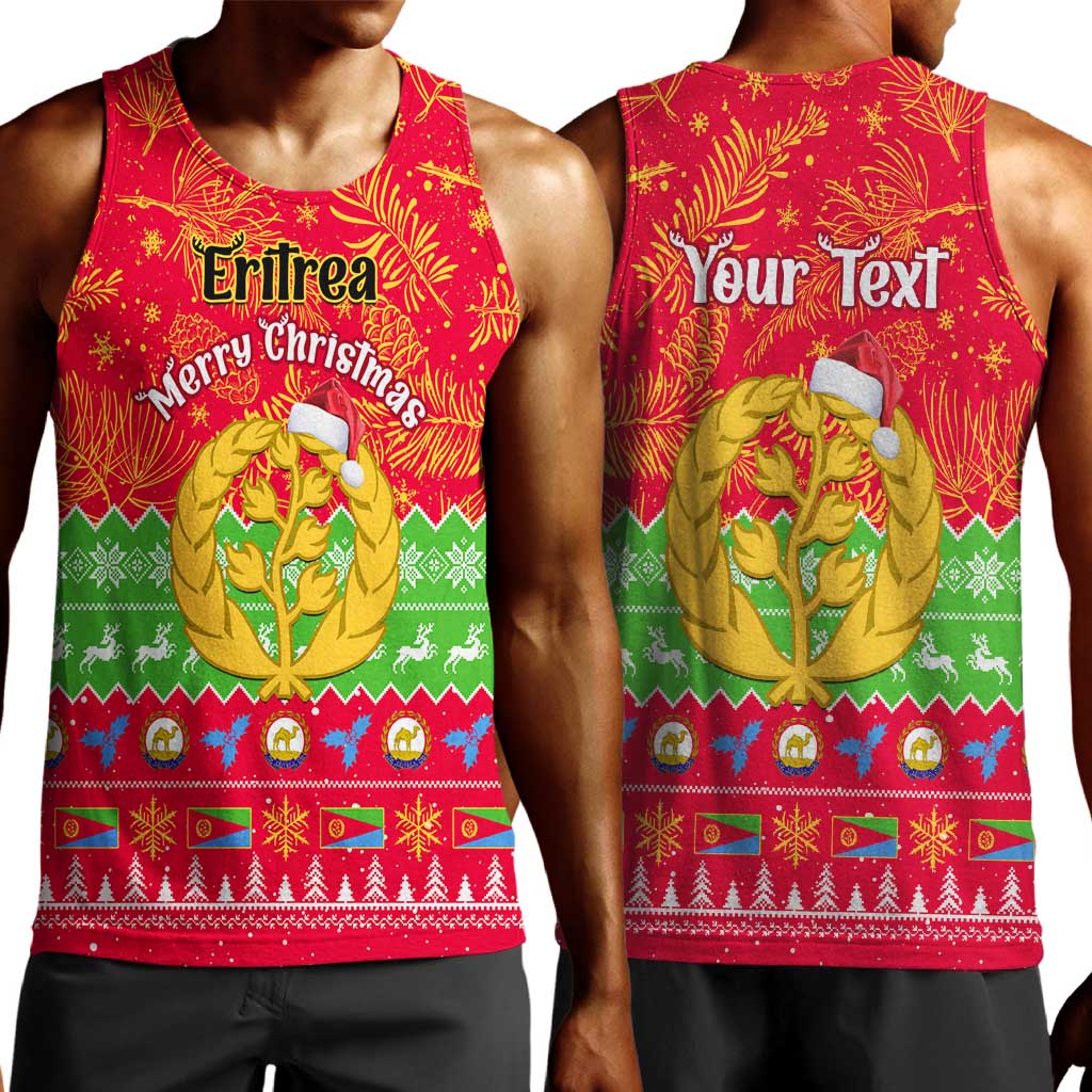 Personalised Eritrea Christmas Men Tank Top Eritrean Olive Santa Claus Merry Xmas LT14