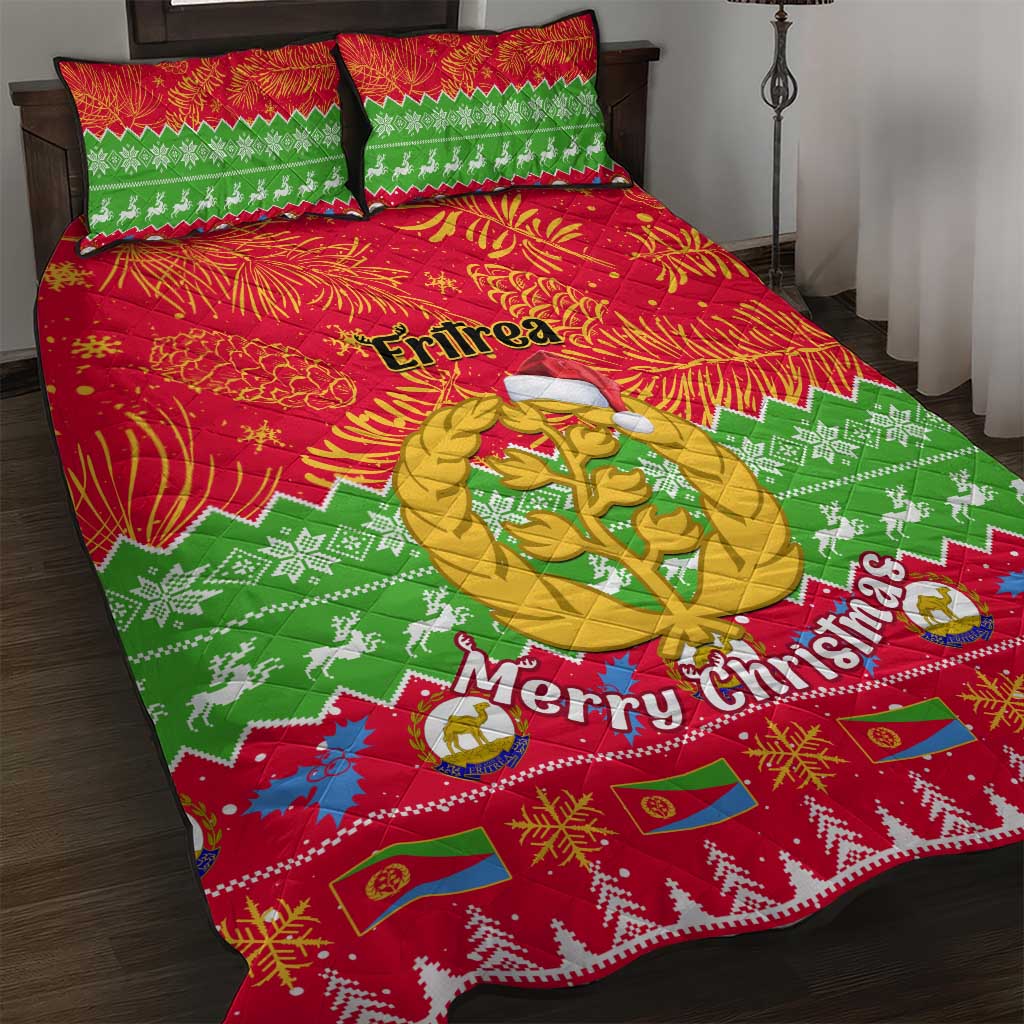Personalised Eritrea Christmas Quilt Bed Set Eritrean Olive Santa Claus Merry Xmas LT14