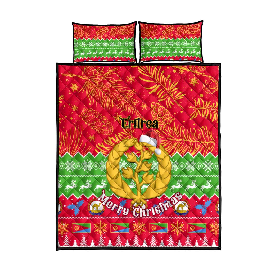 Personalised Eritrea Christmas Quilt Bed Set Eritrean Olive Santa Claus Merry Xmas LT14