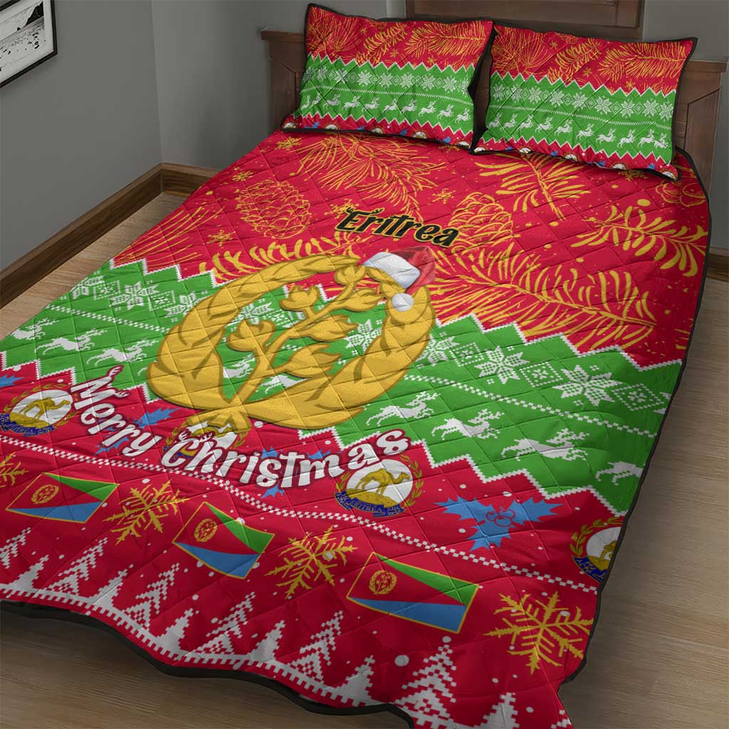 Personalised Eritrea Christmas Quilt Bed Set Eritrean Olive Santa Claus Merry Xmas LT14