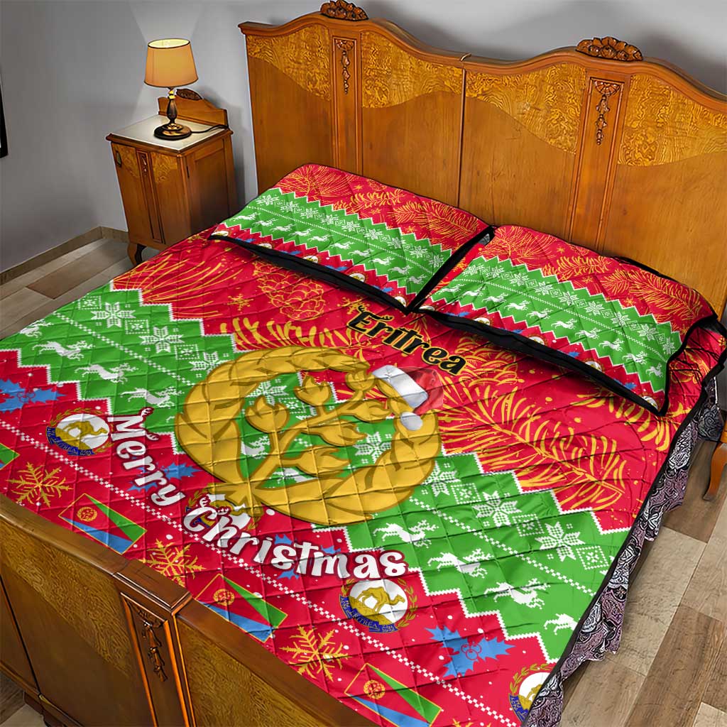 Personalised Eritrea Christmas Quilt Bed Set Eritrean Olive Santa Claus Merry Xmas LT14