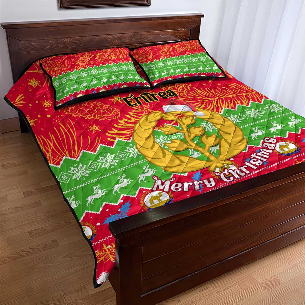 Personalised Eritrea Christmas Quilt Bed Set Eritrean Olive Santa Claus Merry Xmas LT14