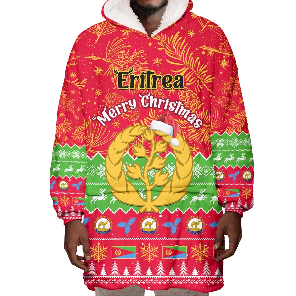Personalised Eritrea Christmas Wearable Blanket Hoodie Eritrean Olive Santa Claus Merry Xmas LT14