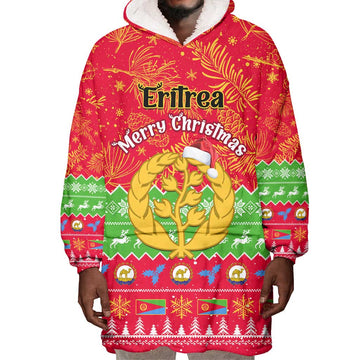Personalised Eritrea Christmas Wearable Blanket Hoodie Eritrean Olive Santa Claus Merry Xmas LT14