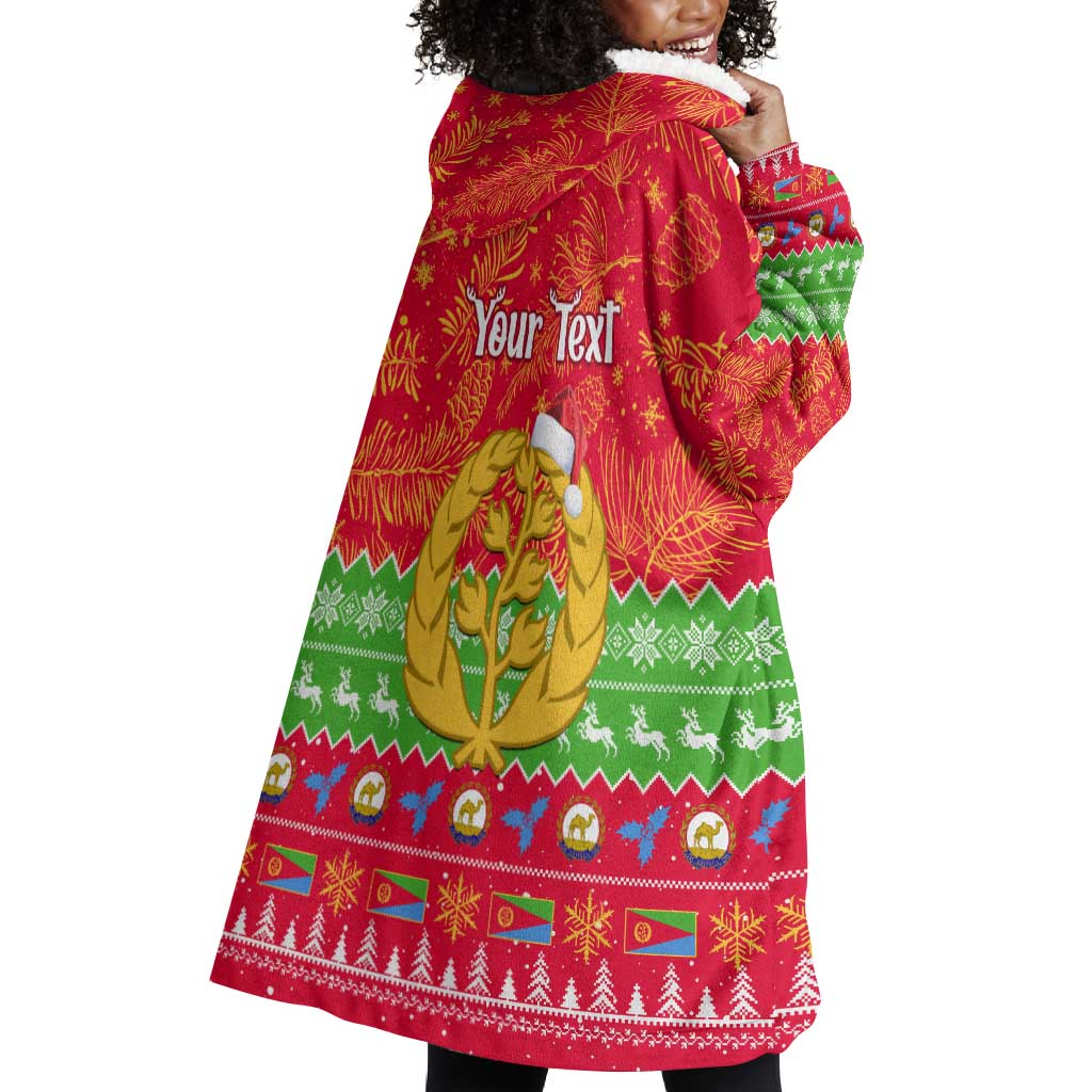 Personalised Eritrea Christmas Wearable Blanket Hoodie Eritrean Olive Santa Claus Merry Xmas LT14