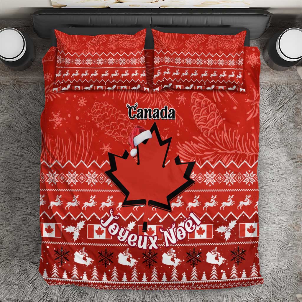 Personalised Canada Christmas Bedding Set Maple Leaf Santa With Map Merry Xmas LT14