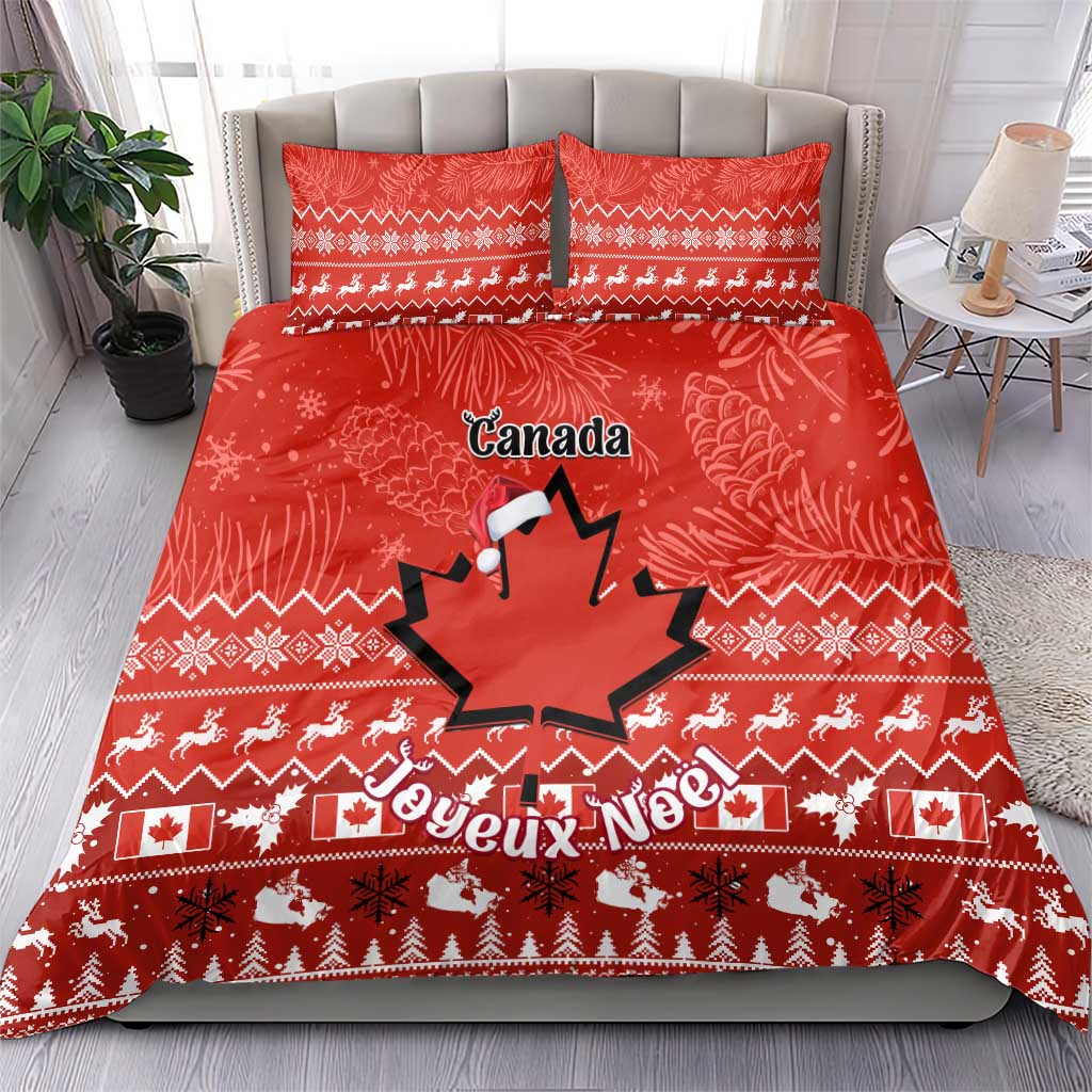 Personalised Canada Christmas Bedding Set Maple Leaf Santa With Map Merry Xmas LT14