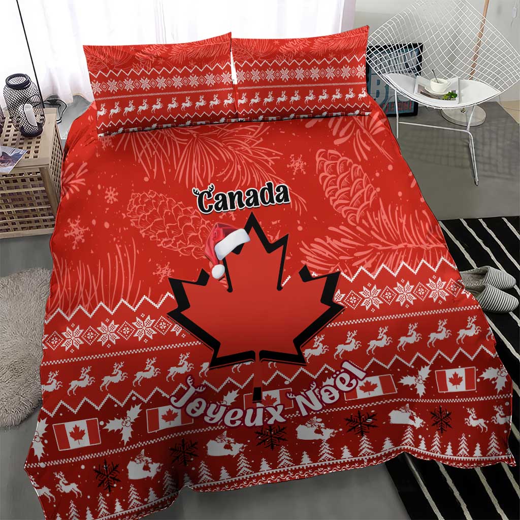 Personalised Canada Christmas Bedding Set Maple Leaf Santa With Map Merry Xmas LT14