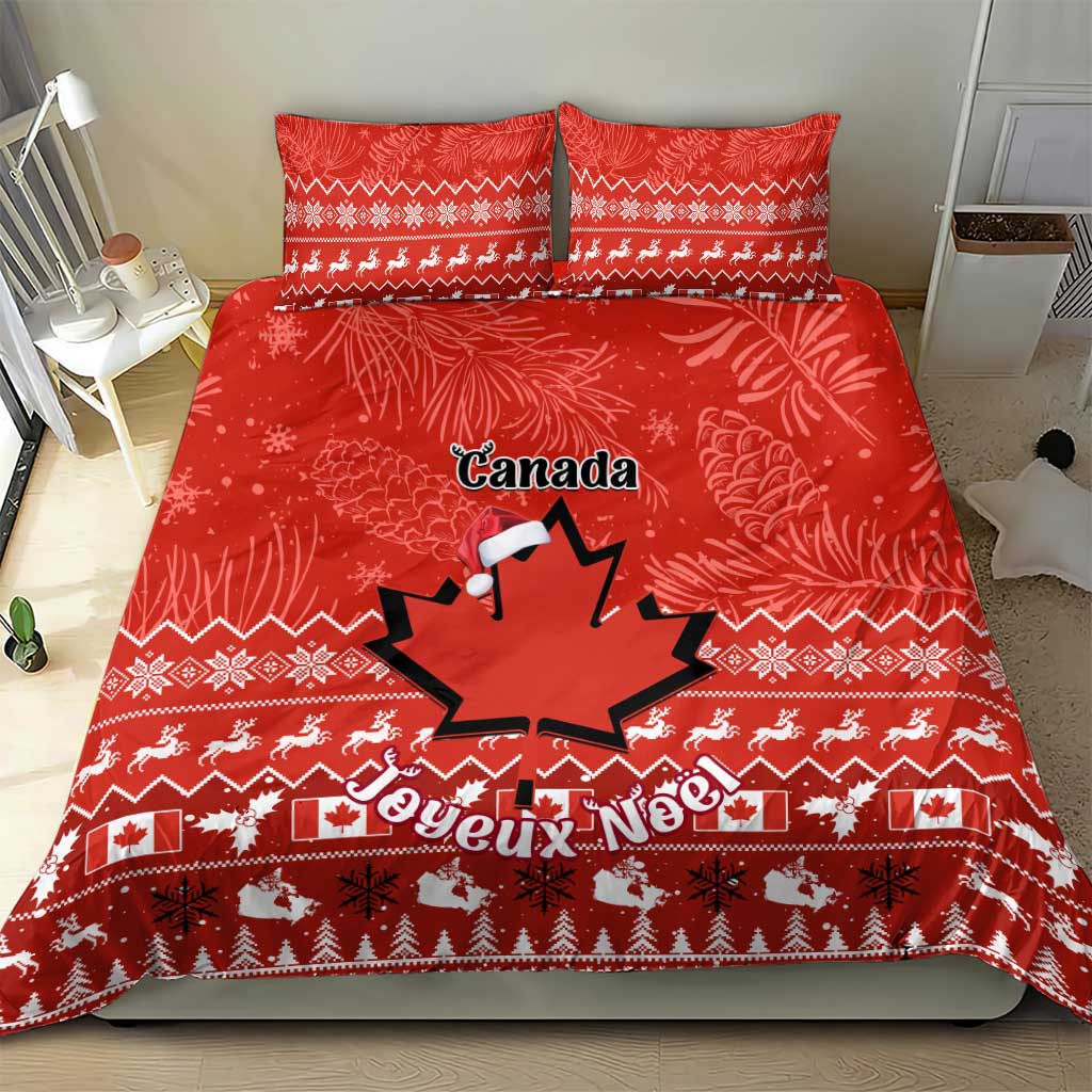 Personalised Canada Christmas Bedding Set Maple Leaf Santa With Map Merry Xmas LT14