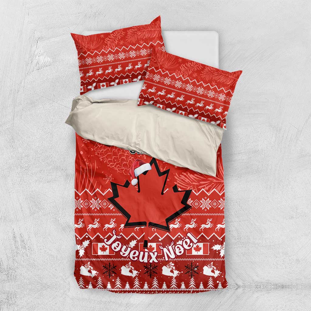Personalised Canada Christmas Bedding Set Maple Leaf Santa With Map Merry Xmas LT14