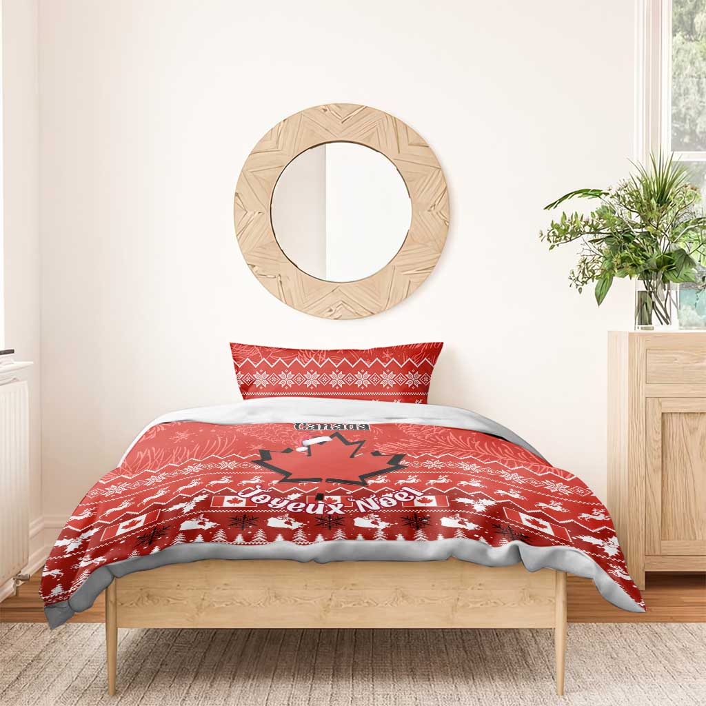 Personalised Canada Christmas Bedding Set Maple Leaf Santa With Map Merry Xmas LT14