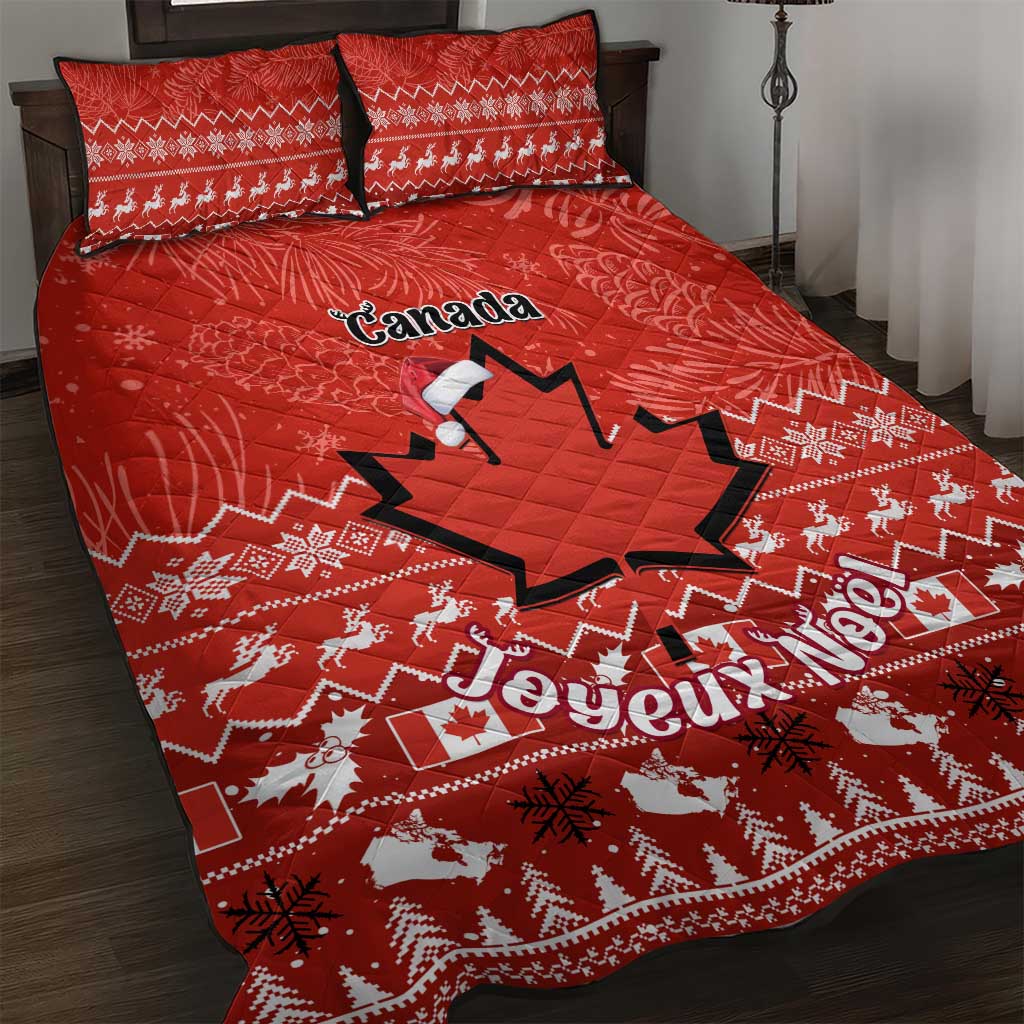 Personalised Canada Christmas Quilt Bed Set Maple Leaf Santa With Map Merry Xmas LT14