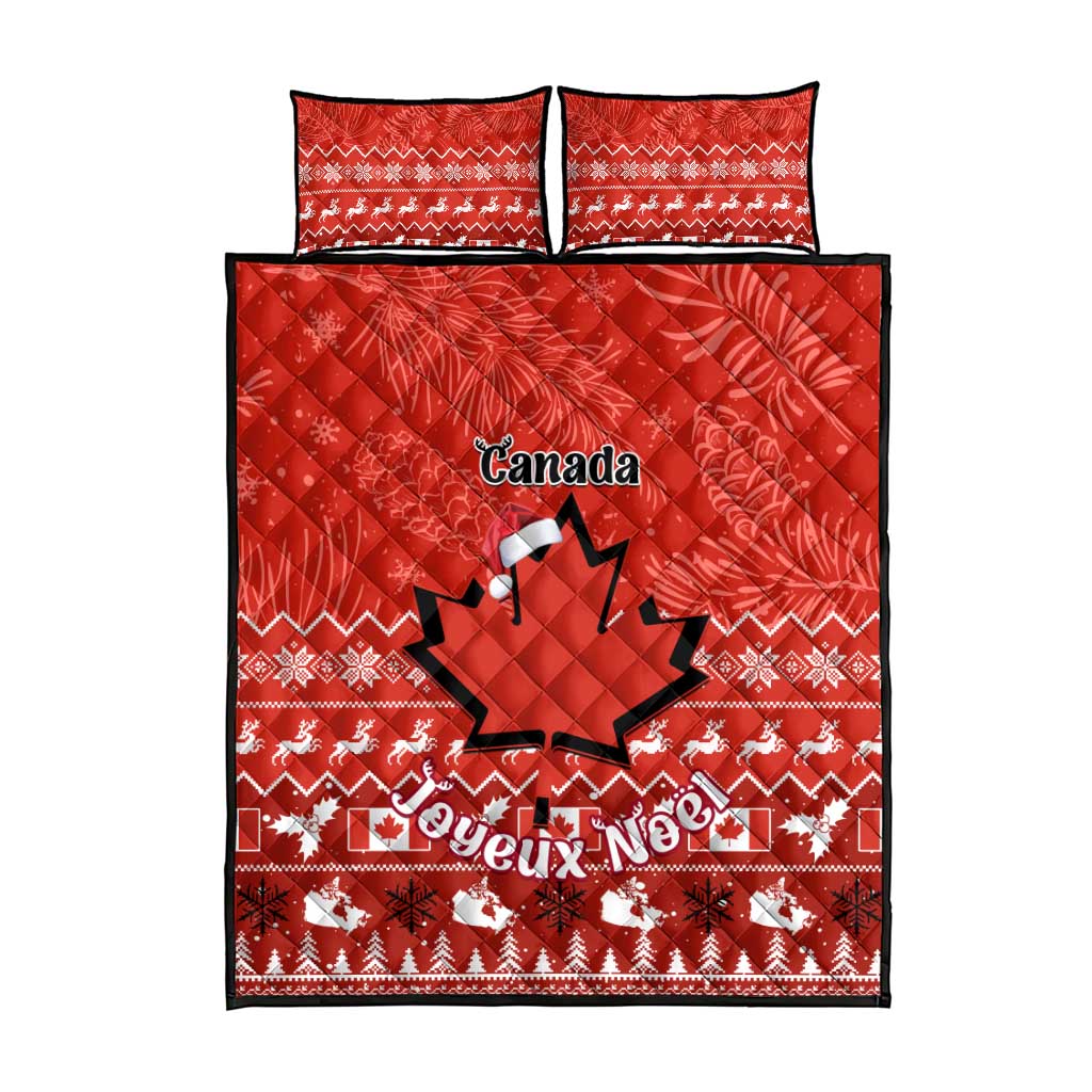 Personalised Canada Christmas Quilt Bed Set Maple Leaf Santa With Map Merry Xmas LT14