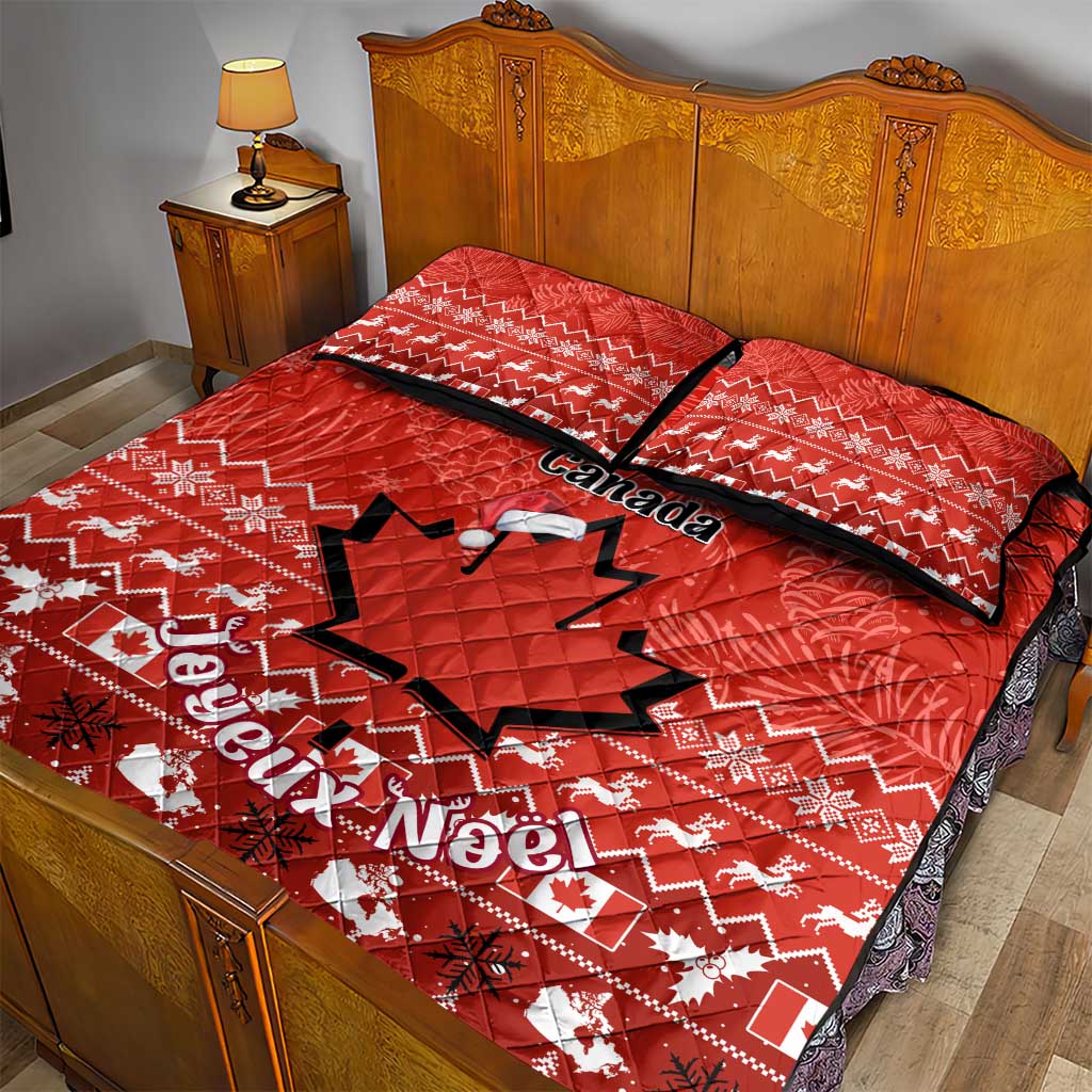 Personalised Canada Christmas Quilt Bed Set Maple Leaf Santa With Map Merry Xmas LT14