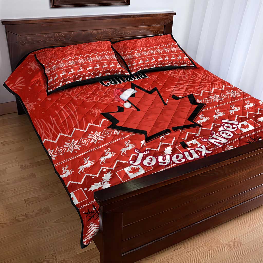 Personalised Canada Christmas Quilt Bed Set Maple Leaf Santa With Map Merry Xmas LT14