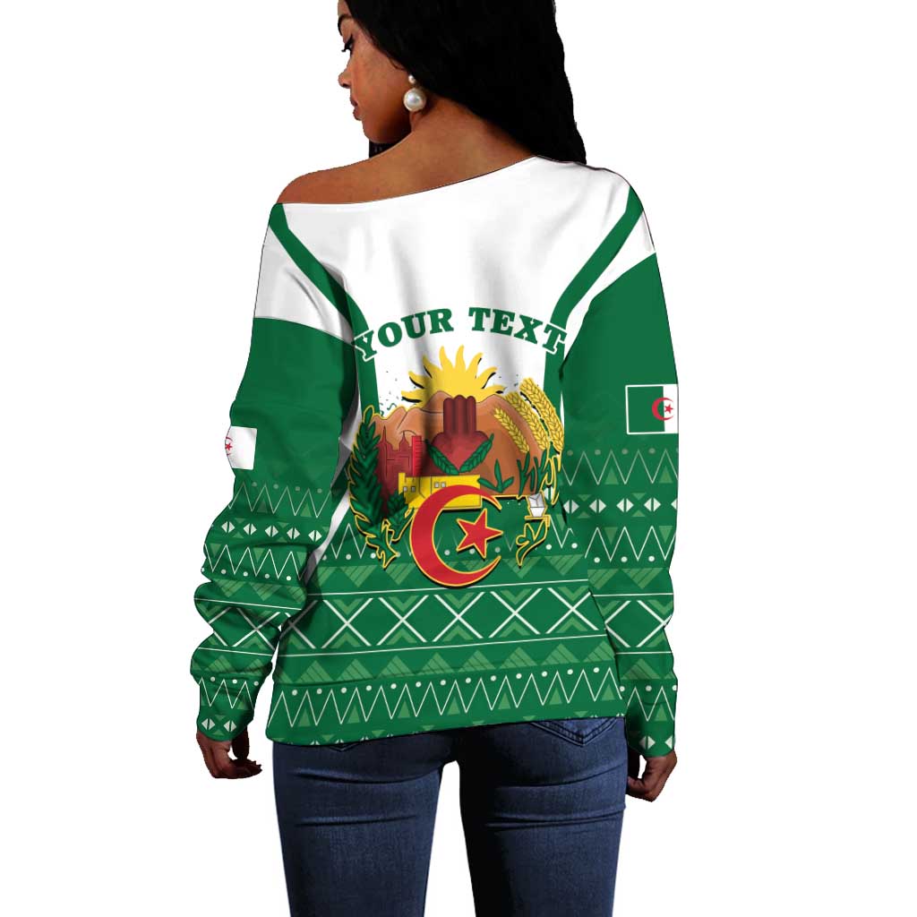 Personalized Afro Algeria Off Shoulder Sweater Coat Of Arms African Pattern LT14