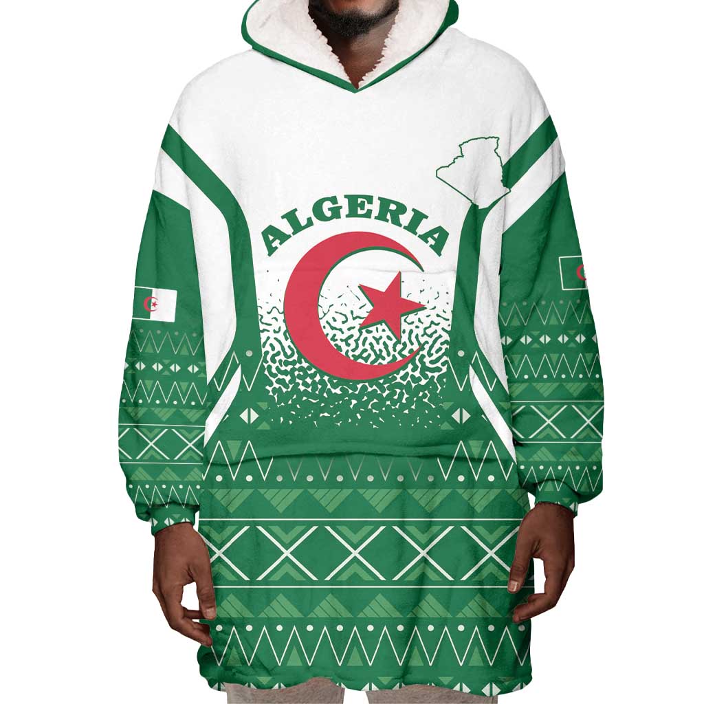 Personalized Afro Algeria Wearable Blanket Hoodie Coat Of Arms African Pattern LT14