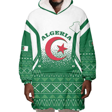 Personalized Afro Algeria Wearable Blanket Hoodie Coat Of Arms African Pattern LT14