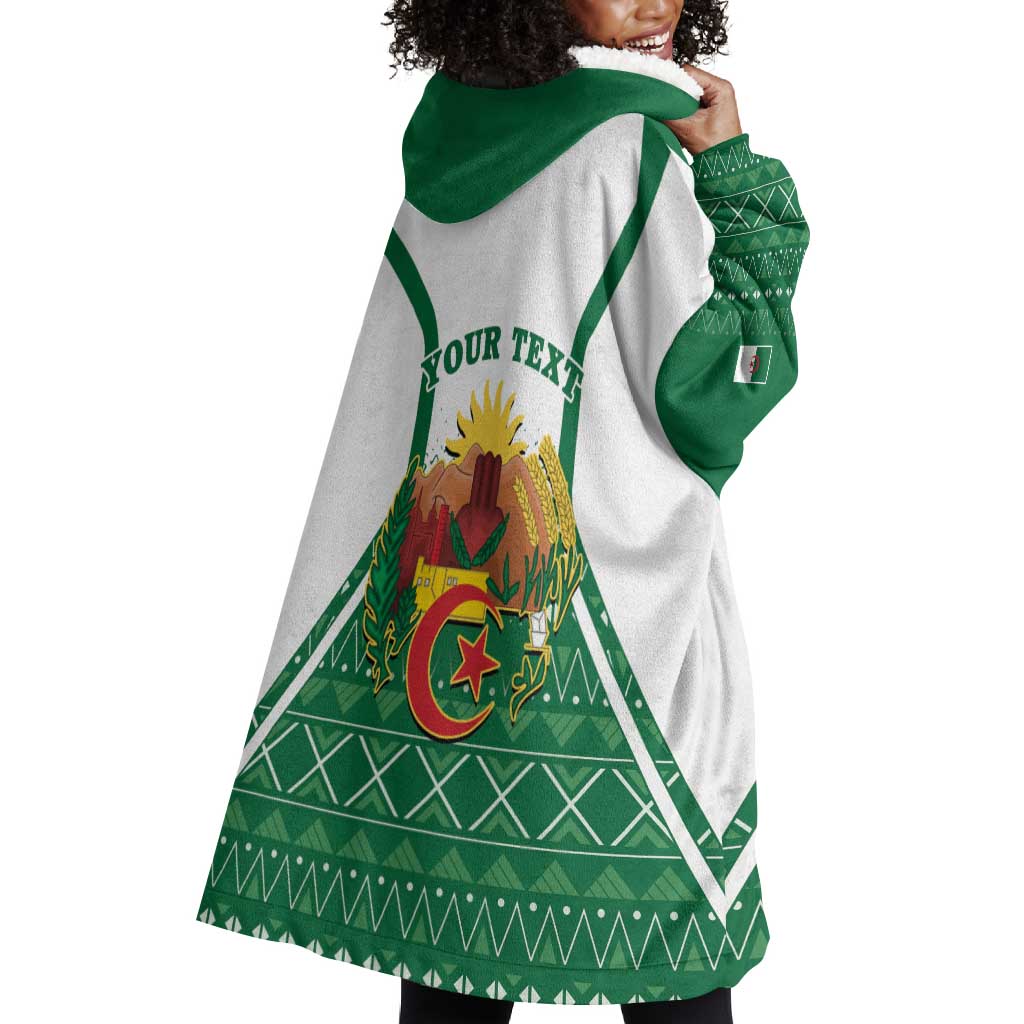 Personalized Afro Algeria Wearable Blanket Hoodie Coat Of Arms African Pattern LT14