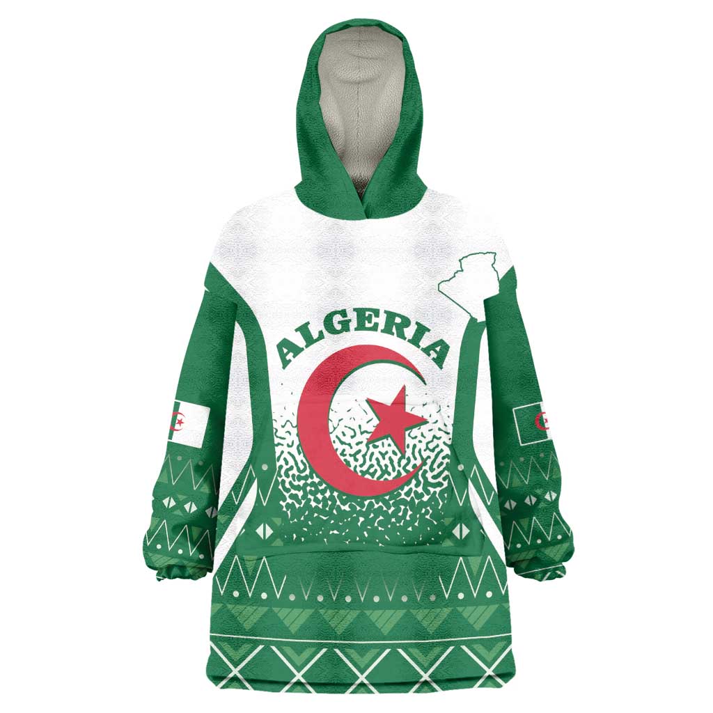 Personalized Afro Algeria Wearable Blanket Hoodie Coat Of Arms African Pattern LT14