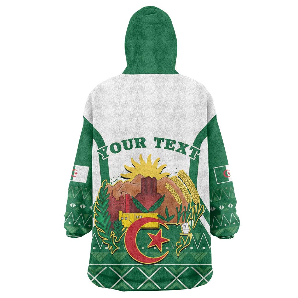 Personalized Afro Algeria Wearable Blanket Hoodie Coat Of Arms African Pattern LT14