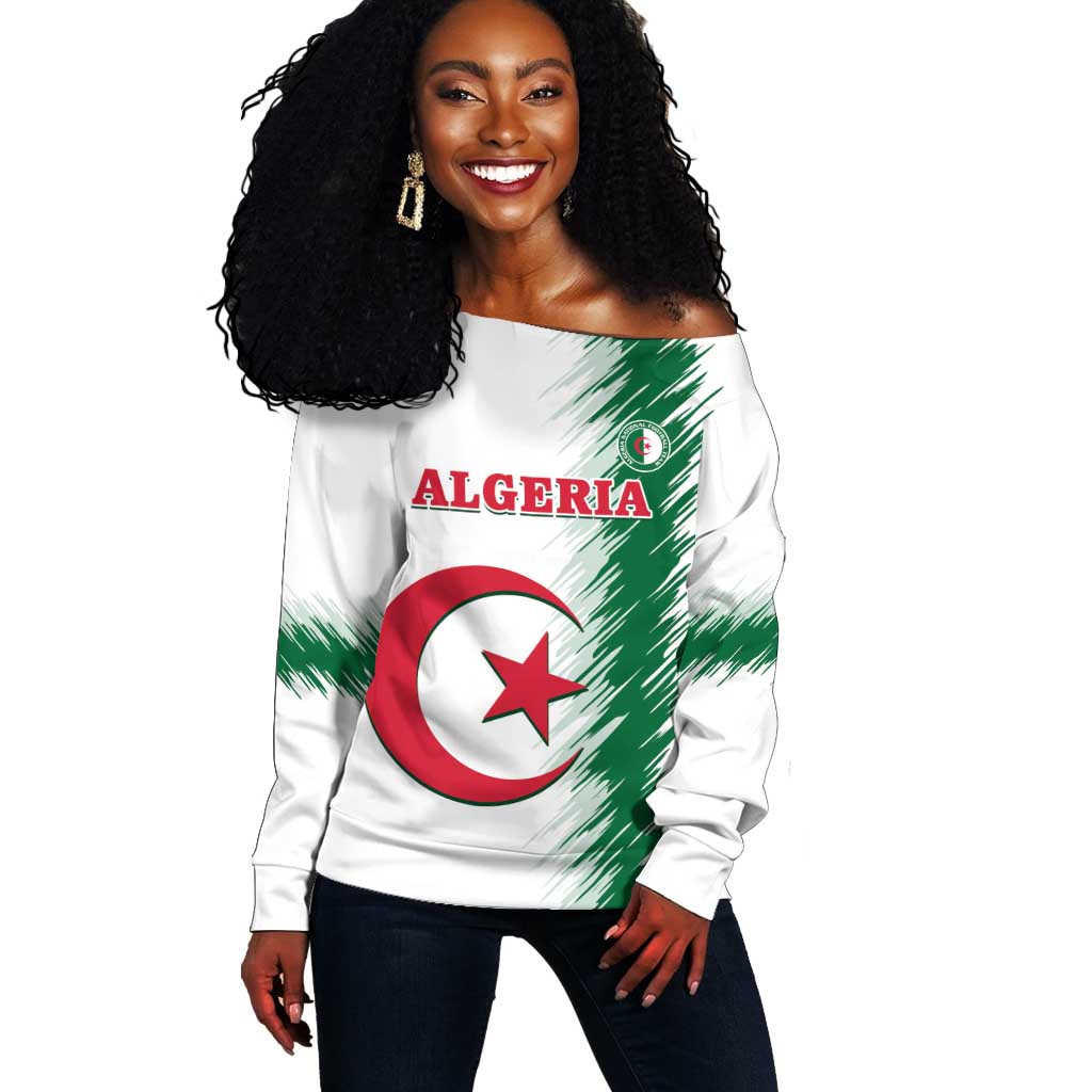 Custom Algeria Football Off Shoulder Sweater Go The Greens LT14