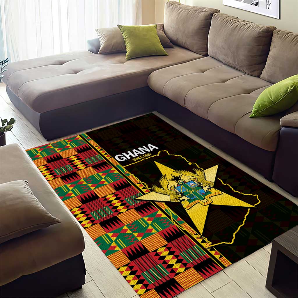 Afro Ghana Independence Day Area Rug Ghanaian 1957 Kente Pattern LT14
