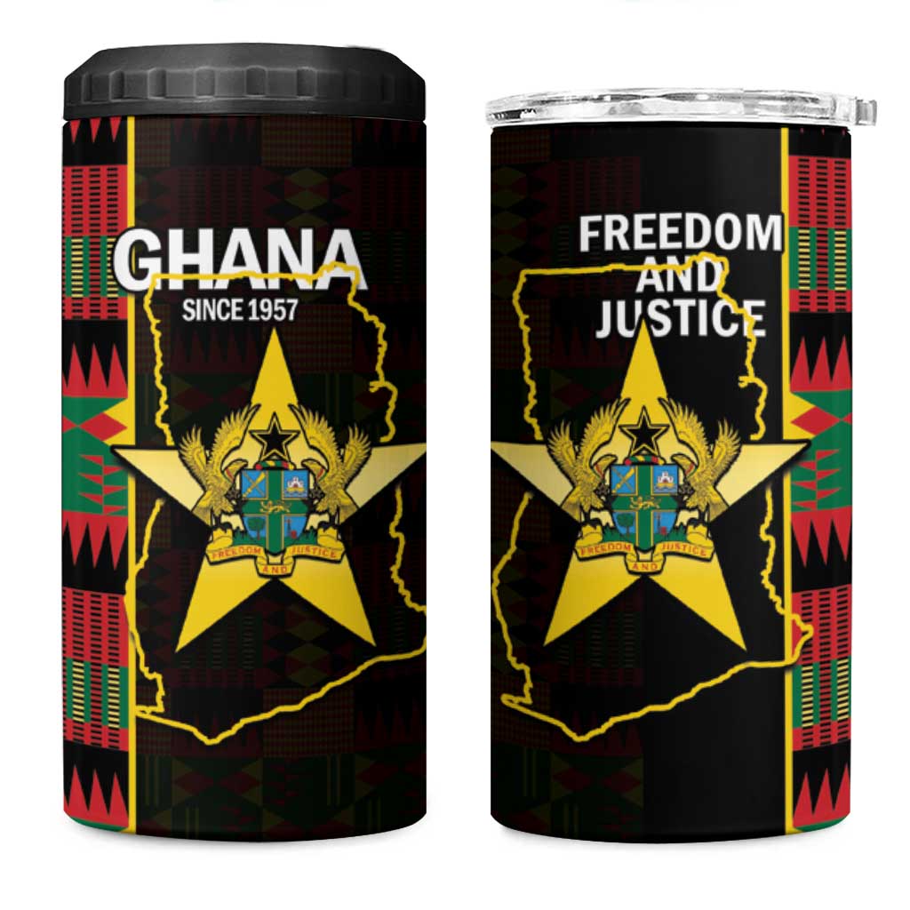 Afro Ghana Independence Day 4 in 1 Can Cooler Tumbler Ghanaian 1957 Kente Pattern LT14