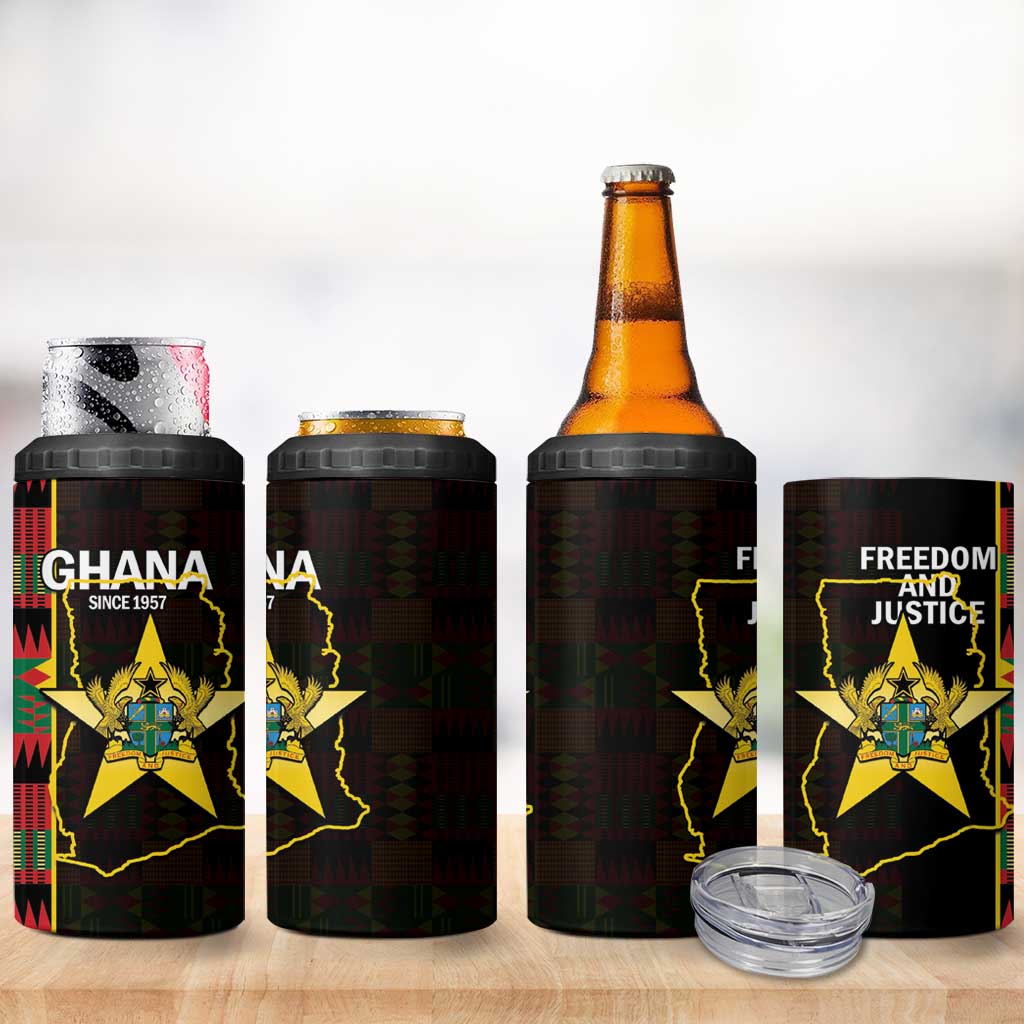 Afro Ghana Independence Day 4 in 1 Can Cooler Tumbler Ghanaian 1957 Kente Pattern LT14