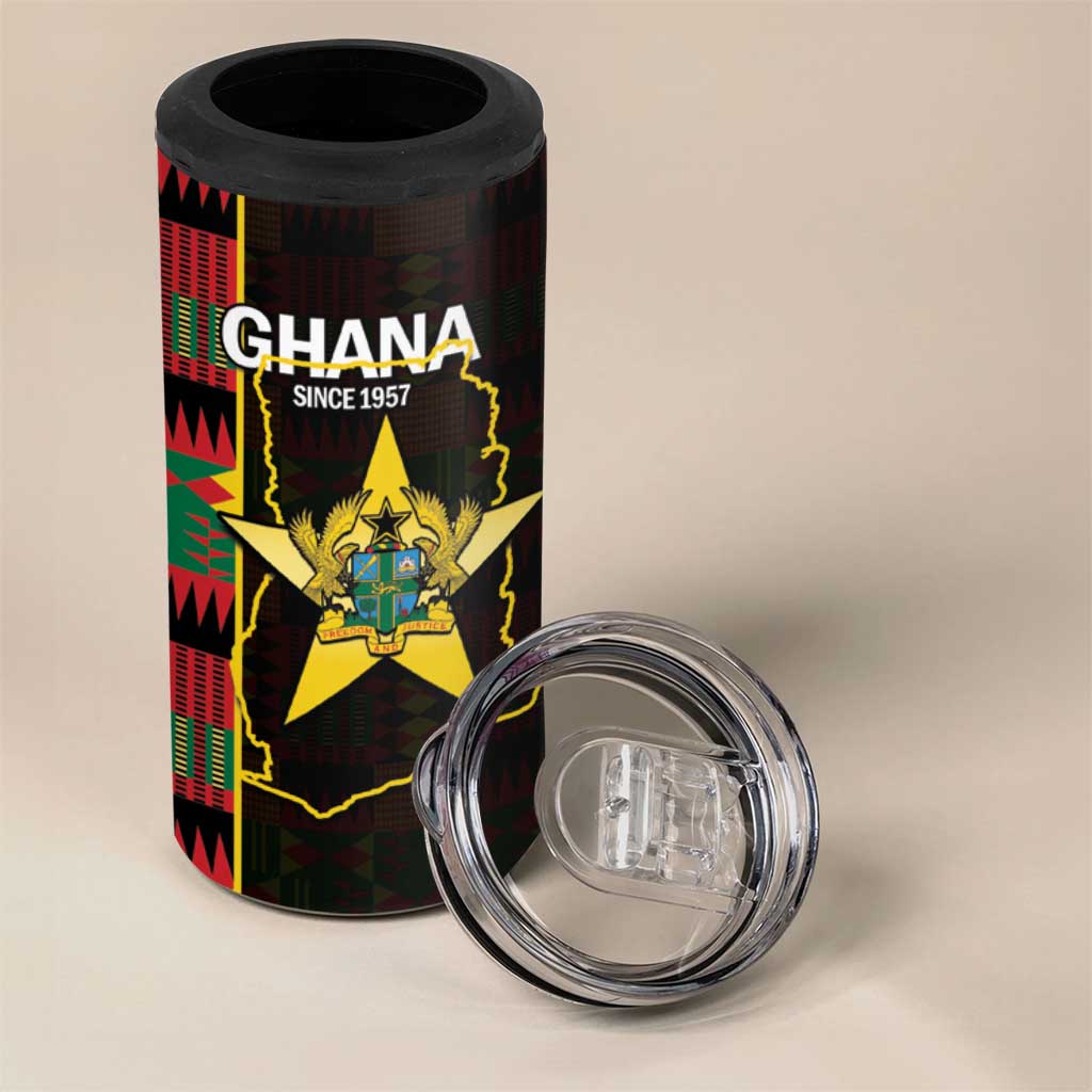 Afro Ghana Independence Day 4 in 1 Can Cooler Tumbler Ghanaian 1957 Kente Pattern LT14