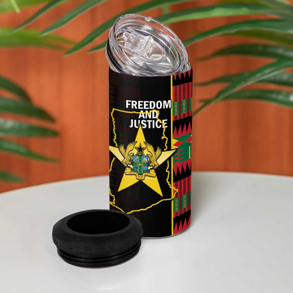 Afro Ghana Independence Day 4 in 1 Can Cooler Tumbler Ghanaian 1957 Kente Pattern LT14