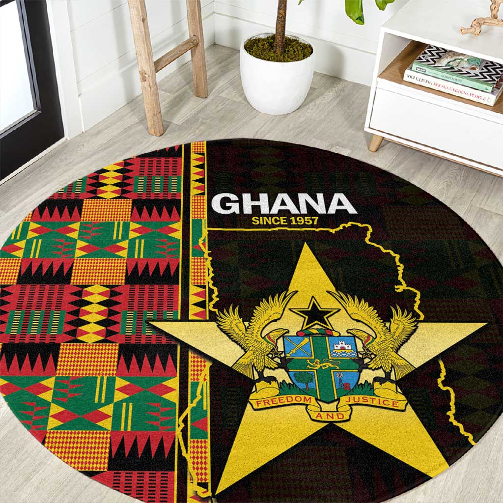 Afro Ghana Independence Day Round Carpet Ghanaian 1957 Kente Pattern LT14