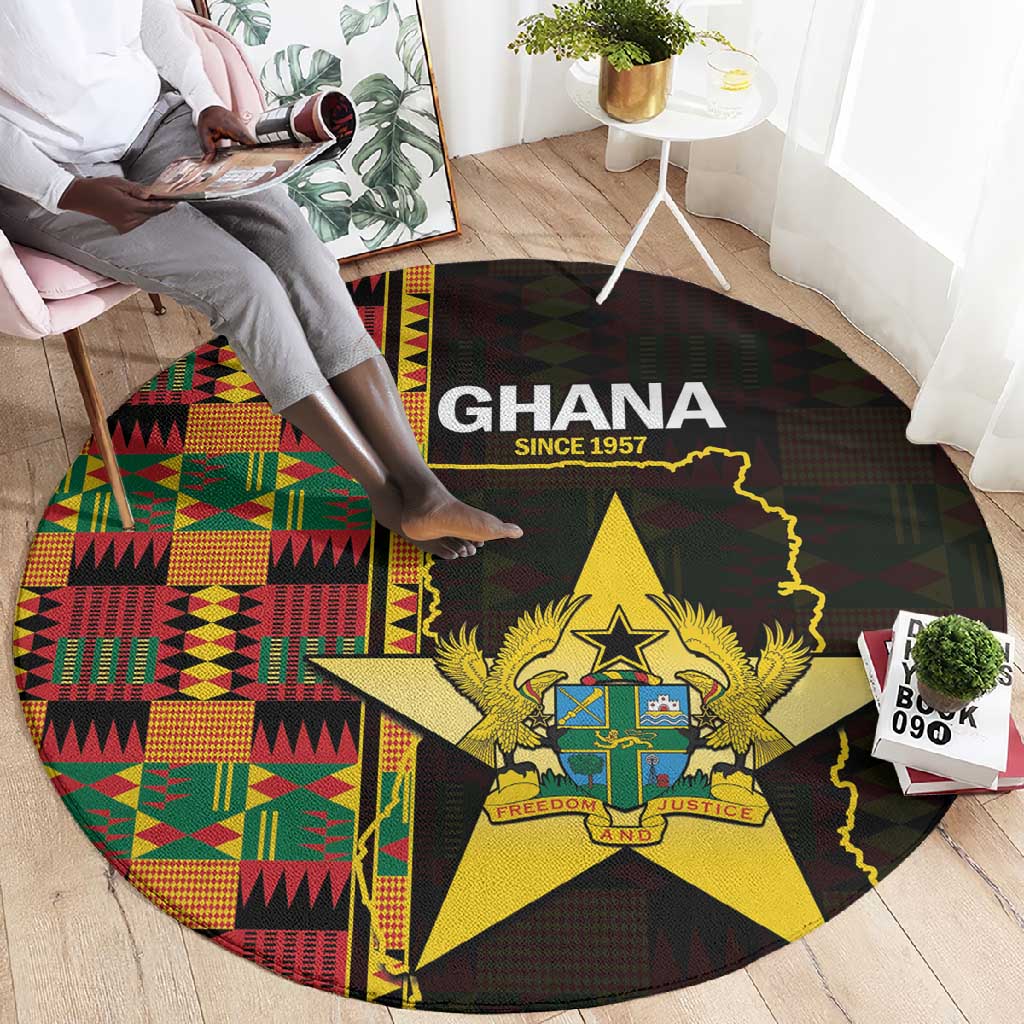 Afro Ghana Independence Day Round Carpet Ghanaian 1957 Kente Pattern LT14