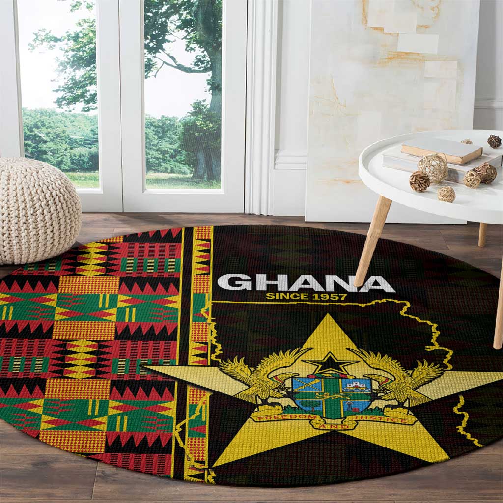 Afro Ghana Independence Day Round Carpet Ghanaian 1957 Kente Pattern LT14