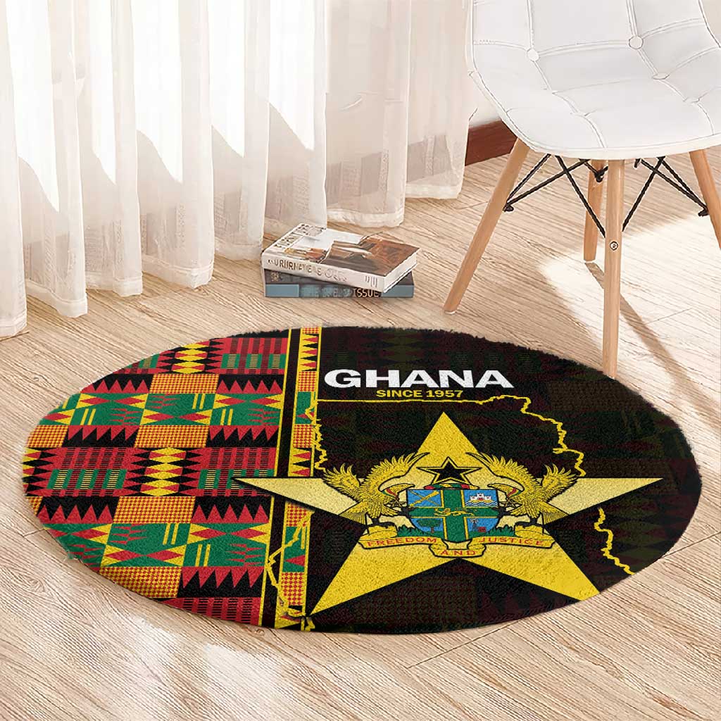 Afro Ghana Independence Day Round Carpet Ghanaian 1957 Kente Pattern LT14