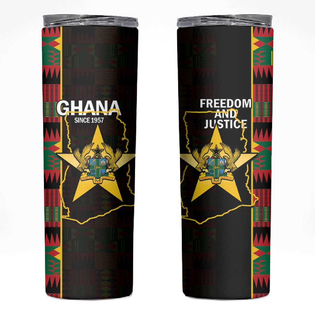Afro Ghana Independence Day Skinny Tumbler Ghanaian 1957 Kente Pattern LT14