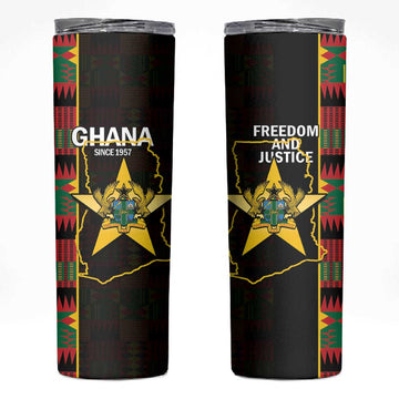 Afro Ghana Independence Day Skinny Tumbler Ghanaian 1957 Kente Pattern LT14