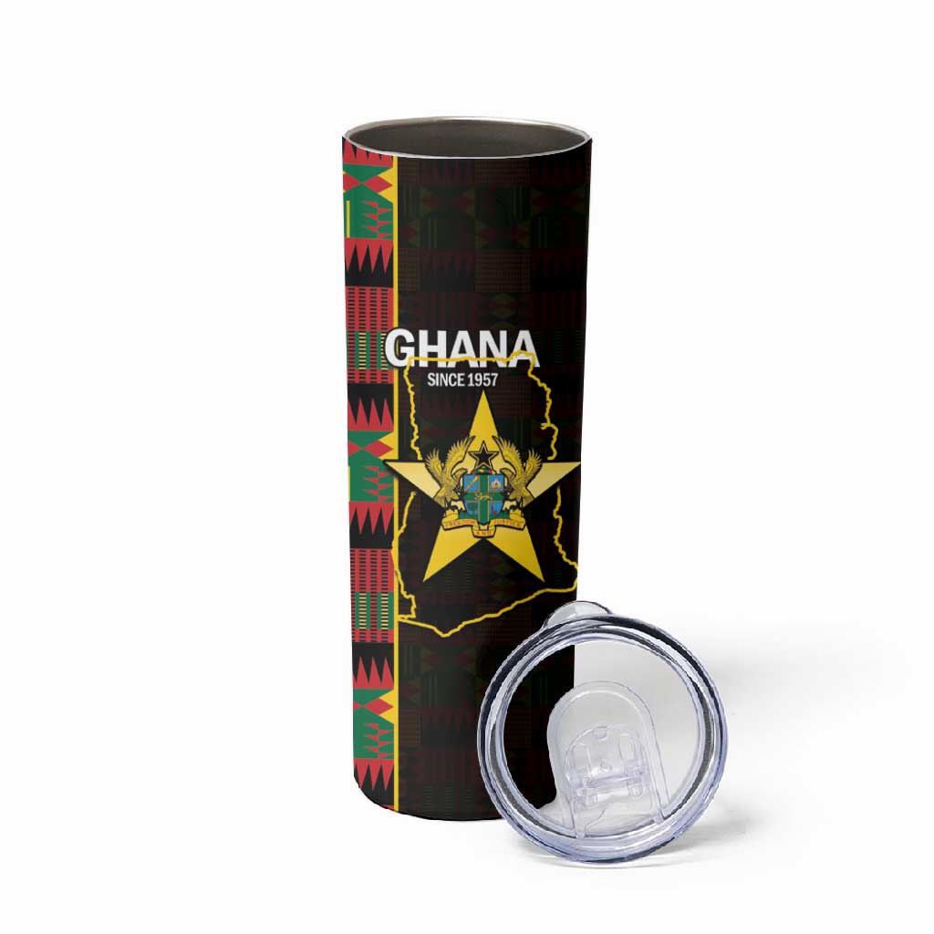 Afro Ghana Independence Day Skinny Tumbler Ghanaian 1957 Kente Pattern LT14