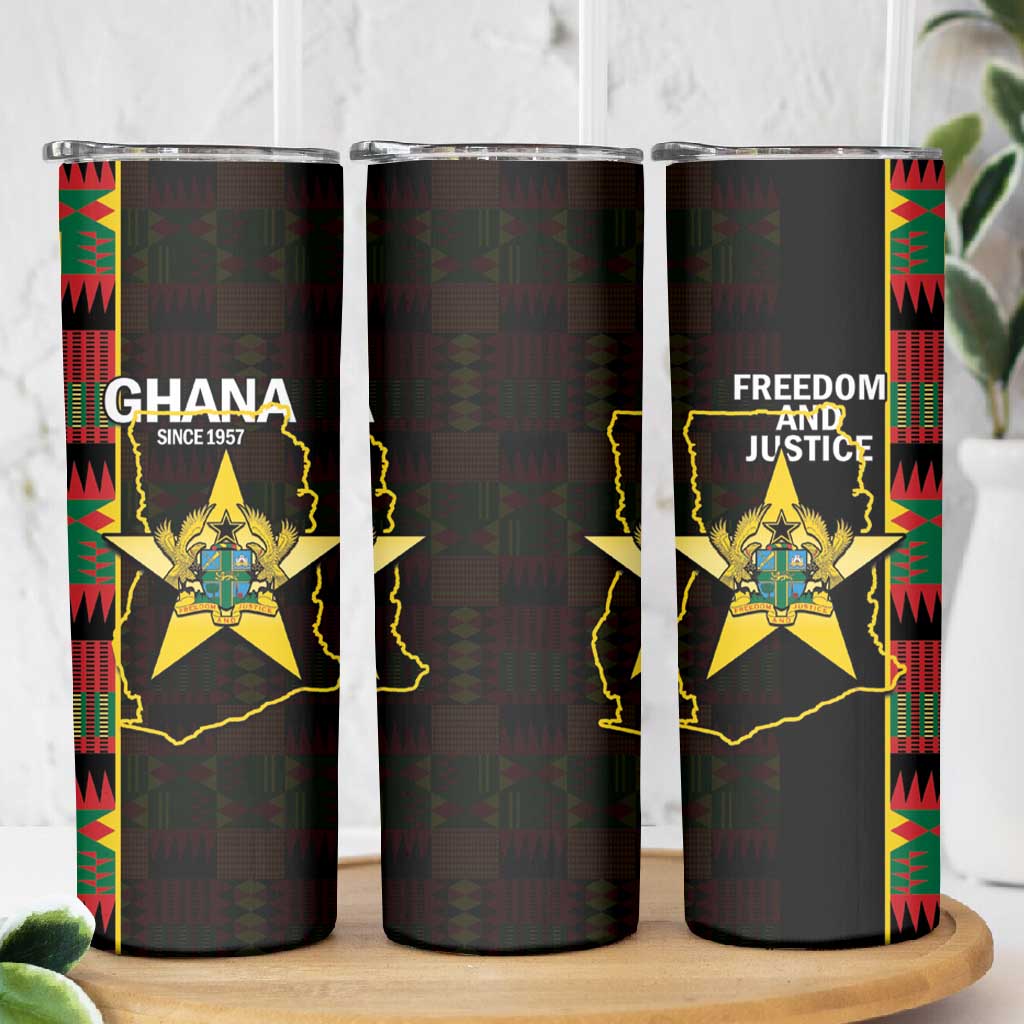 Afro Ghana Independence Day Skinny Tumbler Ghanaian 1957 Kente Pattern LT14