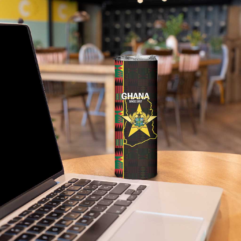 Afro Ghana Independence Day Skinny Tumbler Ghanaian 1957 Kente Pattern LT14