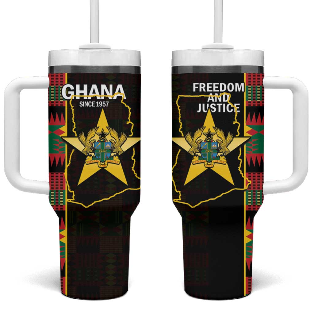 Afro Ghana Independence Day Tumbler With Handle Ghanaian 1957 Kente Pattern LT14