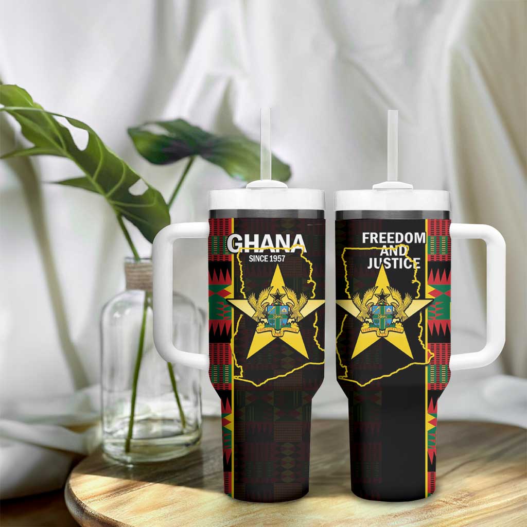 Afro Ghana Independence Day Tumbler With Handle Ghanaian 1957 Kente Pattern LT14