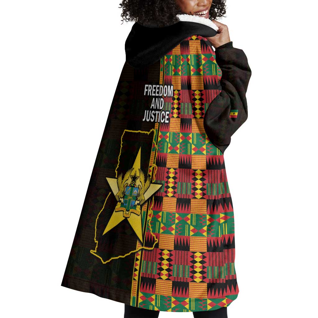 Afro Ghana Independence Day Wearable Blanket Hoodie Ghanaian 1957 Kente Pattern LT14