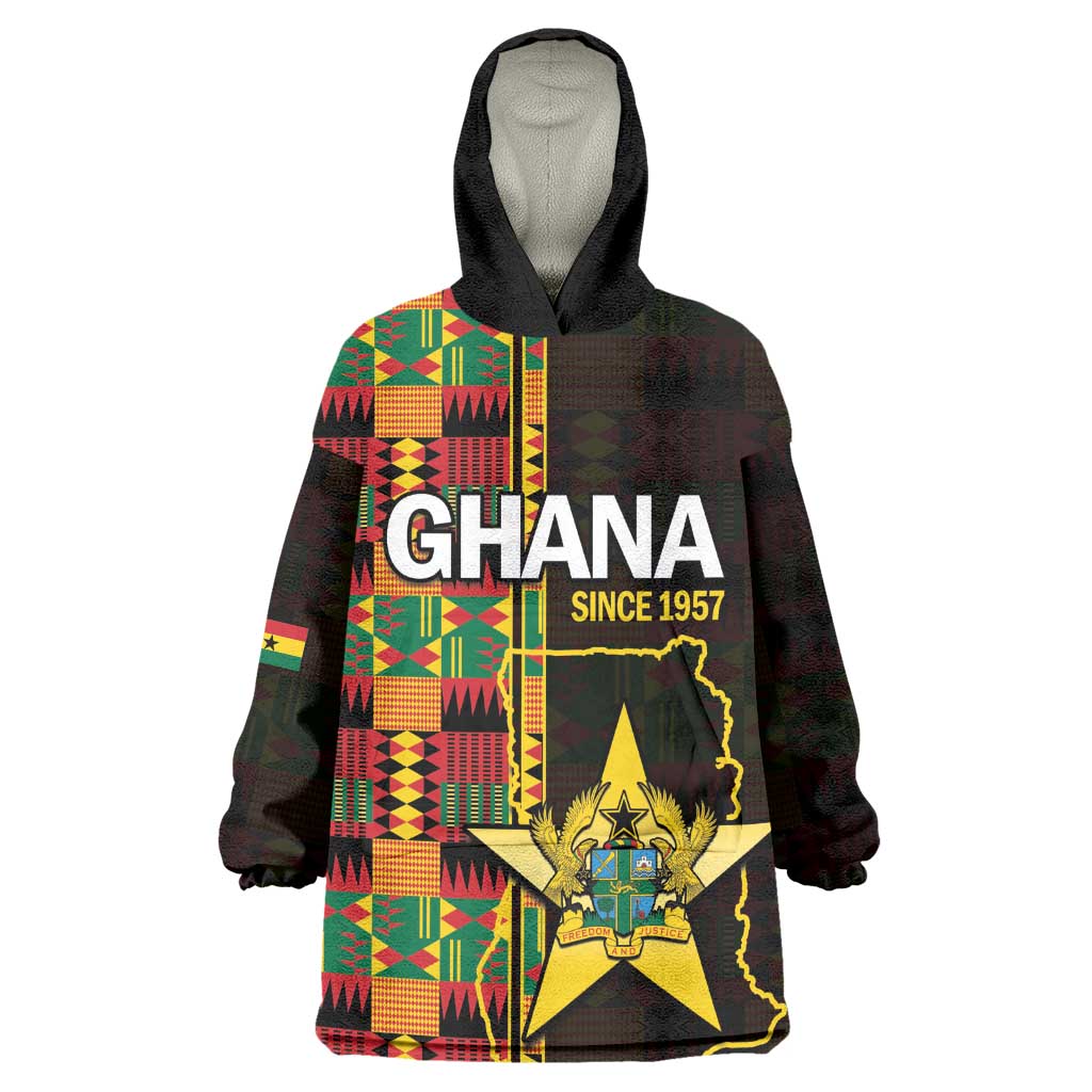 Afro Ghana Independence Day Wearable Blanket Hoodie Ghanaian 1957 Kente Pattern LT14