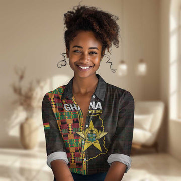 Afro Ghana Independence Day Women Casual Shirt Ghanaian 1957 Kente Pattern LT14