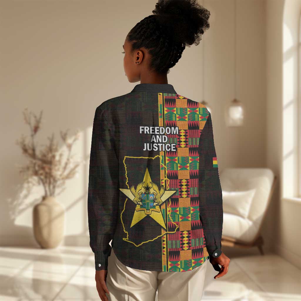 Afro Ghana Independence Day Women Casual Shirt Ghanaian 1957 Kente Pattern LT14