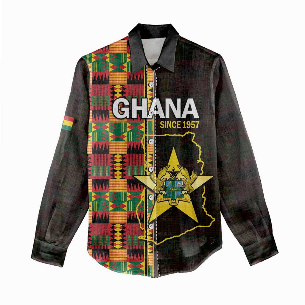 Afro Ghana Independence Day Women Casual Shirt Ghanaian 1957 Kente Pattern LT14